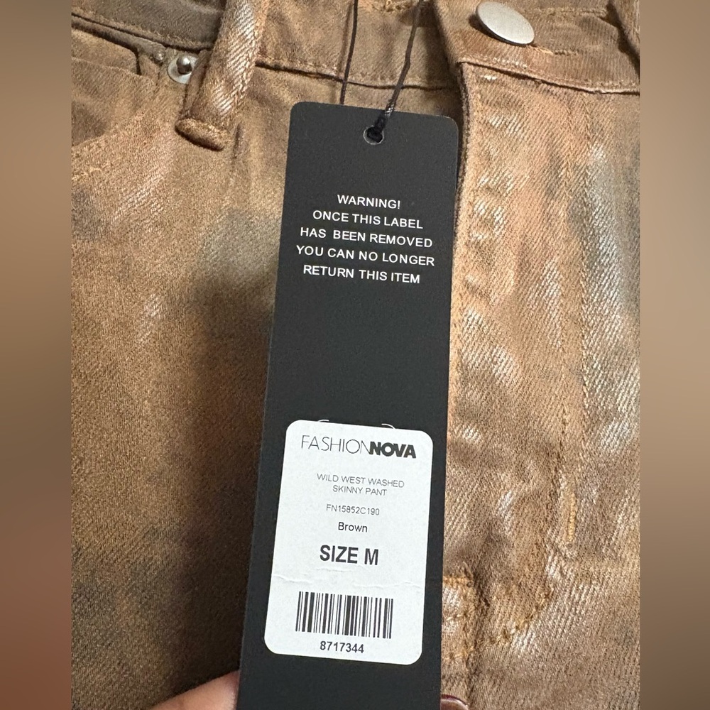 Fashion Nova Wild West Washed Skinny Pants - Brown